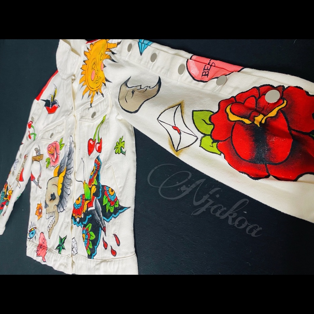 Hand painted one of a kind denim jacket